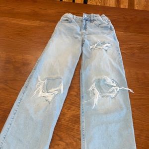 Abercrombie kids high rise wide leg distressed jeans size 7/8 long